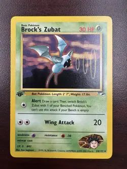 Pokemon Card - Brock's Zubat Gym Heroes 24/132 1st Edition Rare LP+ - Image 1