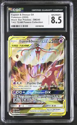 CGC 8.5 Espeon & Deoxys GX 2020 Black Star Promos SM240 Pokemon Card - Image 1