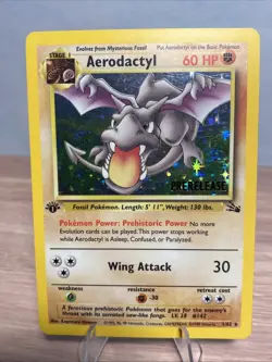 Pokemon TCG Aerodactyl Fossil 1st Edition Holo Unlimited Rare Prerelease MP - Image 1