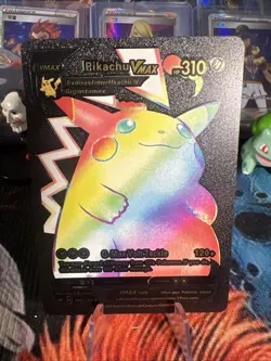 Pikachu VMax HP310 Black Foil Fan Art Pokemon Textured Collector Card 044/185 - Image 1