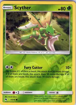 Scyther 3/214 Common - Pokemon TCG SM: Lost Thunder - Reverse Holo (NM) - Image 1