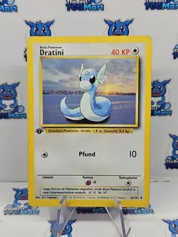Pokemon Dratini 1st Edition German 26/102 Base Set MP - Image 1