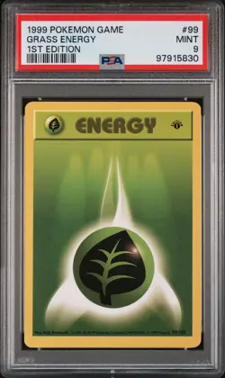 1999 POKEMON BASE SET 1ST EDITION #99 GRASS ENERGY PSA 9 - Image 1