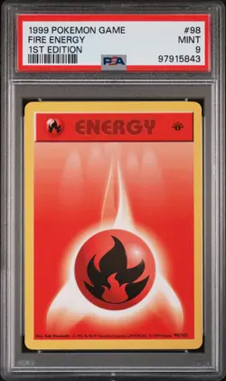 1999 POKEMON BASE SET 1ST EDITION #98 FIRE ENERGY PSA 9 - Image 1