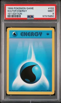 1999 POKEMON BASE SET 1ST EDITION #102 WATER ENERGY PSA 9 - Image 1