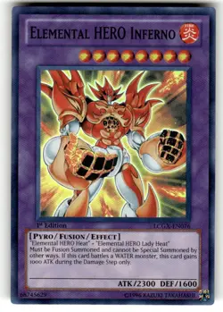 Yugioh Elemental HERO Inferno LCGX-EN076 Super Rare 1st Ed NM - Image 1