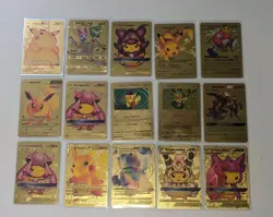 Pokemon Cards Lot Holo Foil GOLD FOIL LOT 15 Fan Art Pikachu - Image 1