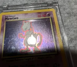 Mewtwo Mint Base Set Holo Rare 10/130 Pokemon Card Vintage TCG protective case - Image 3