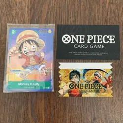 One Piece Card Game Anime Expo AX 2023 Monkey D Luffy Promo P-037 TGC & Ribbon - Image 1