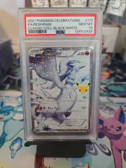 Pokemon TCG Reshiram Full Art Holo Card 113/114 Celebrations PSA 10 - Image 1