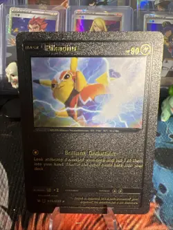 Pokemon Pikachu Black Foil Fan Art Textured Collector Pokemon Card HP80 076/073 - Image 1