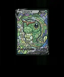 HOLO Caterpie Card Stained Glass Caterpie Pokemon Card READ DESCRIPTION BELOW p1 - Image 1