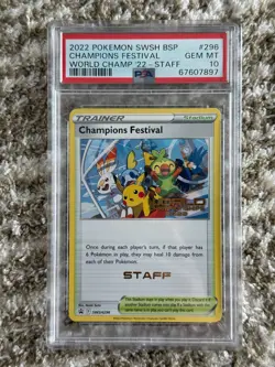 Pokemon Champions Festival 2022 STAFF PSA 10 English SWSH296 2022 - Image 1