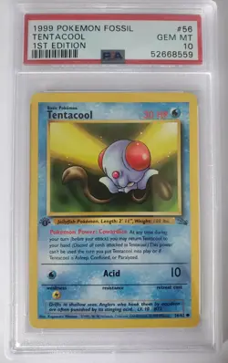 Pokemon Fossil Tentacool 1st Edition PSA 10 - Image 1