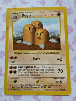 Pokemon TCG - Dugtrio - 19/102 - Shadowless - Rare - Base Set [Heavily Played] - Image 1