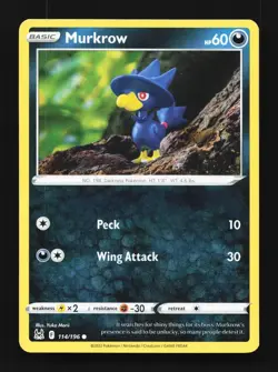 Murkrow 114/196 Lost Origin English Pokemon Card TCG - Image 1