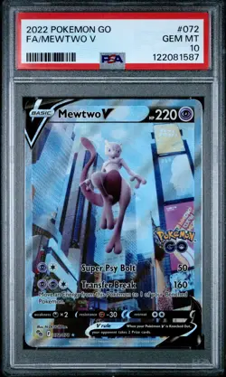 2022 POKEMON GO #072 FULL ART/MEWTWO V PSA 10 - Image 1