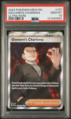 2023 POKEMON MEW EN-151 ULTRA RARE #197 GIOVANNI'S CHARISMA PSA 10 - Image 1