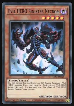 Evil HERO Sinister Necrom - LDS3-EN026 - BLUE Ultra Rare - 1st Edition Yugioh - Image 1