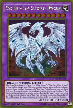 YUGIOH NEO BLUE-EYES ULTIMATE DRAGON GOLD ULTRA RARE 1ST GOOD MVP1-ENG01 - Image 1