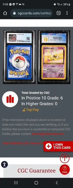 (POP 6) CGC 10 Pokemon Card Gym Challenge 93/132 SABRINA'S ABRA 1st Edition - Image 4