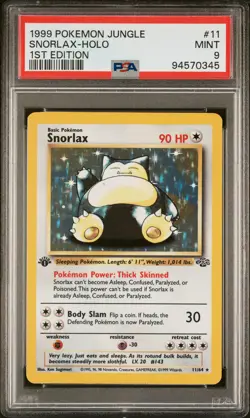 1999 POKEMON JUNGLE 1ST ED #11 SNORLAX-HOLO PSA 9 - Image 1