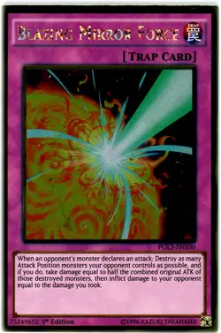 Yugioh! LP Blazing Mirror Force - PGL3-EN100 - Gold Rare - 1st Edition Lightly P - Image 1
