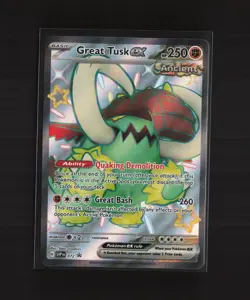 Great Tusk ex SVP072 Black Star Promo Full Art Shiny Holo Pokemon Card - Image 1