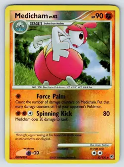 Medicham 32/130 Diamond & Pearl Reverse Holo Rare Pokemon Card LP - Image 1
