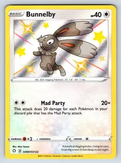 Bunnelby SV097/SV122 Shining Fates Shiny Holo Rare Baby Pokemon Card - Image 2