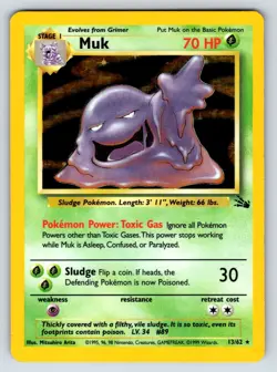 Muk 13/62 WOTC Fossil Unlimited Holo Rare Pokemon Card - Image 1