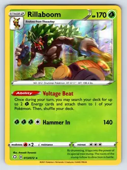 Rillaboom 013/072 Shining Fates Holo Rare Pokemon Card - Image 3