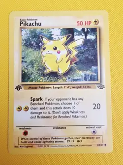1999 Pokemon TCG Pikachu Card 60/64 Jungle 1st Edition Red Cheeks NM - Image 1