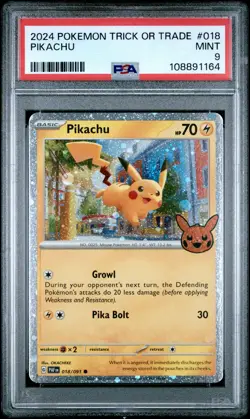 2024 POKEMON TRICK OR TRADE #018 PIKACHU PSA 9 - Image 1