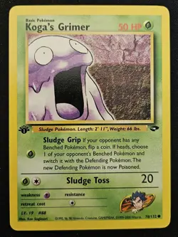 1st Edition Koga's Grimer 78/132 Gym Challenge Non Holo WoTC Pokemon TCG 2000 LP - Image 1