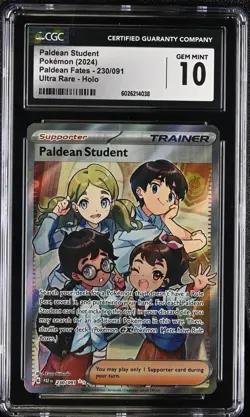 CGC 10 GEM MINT Paldean Student 230/091 Paldean Fates Ultra Rare Holo Pokemon - Image 1