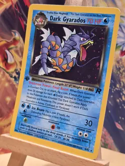 Pokemon TCG Dark Gyarados 1st Edition Rare Holo Card #8/82 Team Rocket SWIRL 🌀 - Image 2