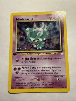 Pokemon TCG Misdreavus Neo Revelation Holo Card 11/64 First Edition - Image 1