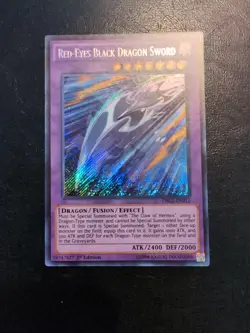 Yu-Gi-Oh! SECRET RARE HOLO CARD RED-EYES BLACK DRAGON SWORD DRL2-EN012 1ST NM - Image 1