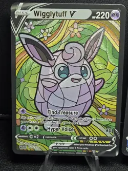 Wigglytuff & Jigglypuff CUSTOM Stained Glass Holo Cards -Display Only Textured - Image 2