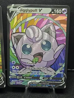 Wigglytuff & Jigglypuff CUSTOM Stained Glass Holo Cards -Display Only Textured - Image 3
