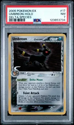 2005 POKEMON EX DELTA SPECIES #17 UMBREON-HOLO PSA 7 - Image 1