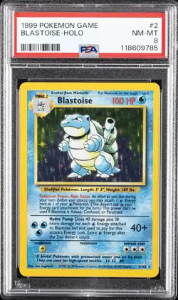 1999 POKEMON GAME #2 BLASTOISE-HOLO PSA 8 - Image 1