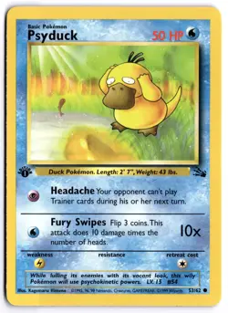 Pokemon 1st Edition Psyduck Common Fossil 53/62 NM - Image 1