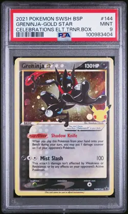 2021 POKEMON SWSH BLACK STAR PROMO #144 GRENINJA-GOLD STAR PSA 9 - Image 1