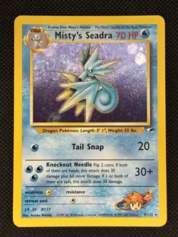 2000 Pokemon TCG Misty’s Seadra #9/132 Gym Heroes Holographic Rare LP Vintage !! - Image 1