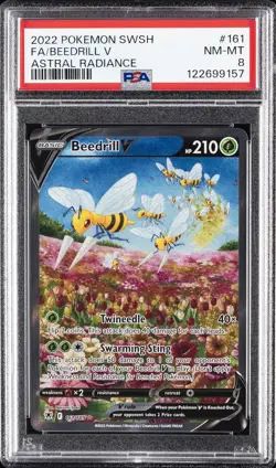 2022 POKEMON SWORD & SHIELD ASTRAL RADIANCE #161 FULL ART/BEEDRILL V PSA 8 - Image 1