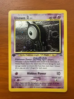 Pokemon Unown TCG Neo Discovery 14/75 Holo SWIRL 1st Edition Rare Card NM - Image 1