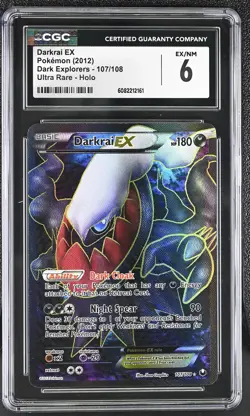 CGC 6 Darkrai EX 2012 Dark Explorers 107/108 Ultra Rare Holo Pokemon Card - Image 1