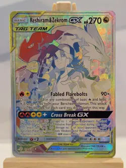 Custom Fan Art Reshiram & Zekrom GX High Quality Custom Card Tag Team Rainbow - Image 1